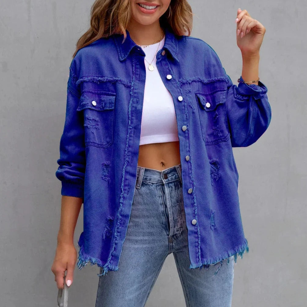 Jenny™ | Ripped Denim Jacket
