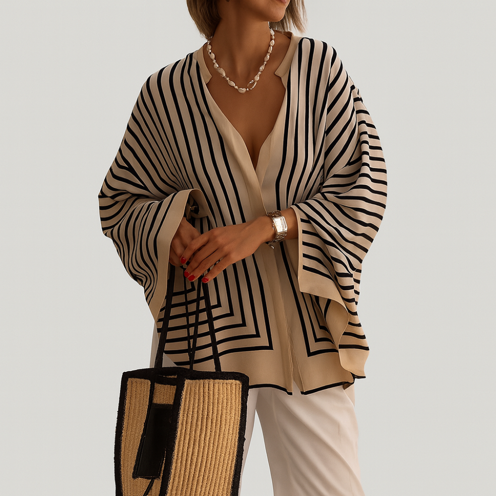 Casual striped slit shirt