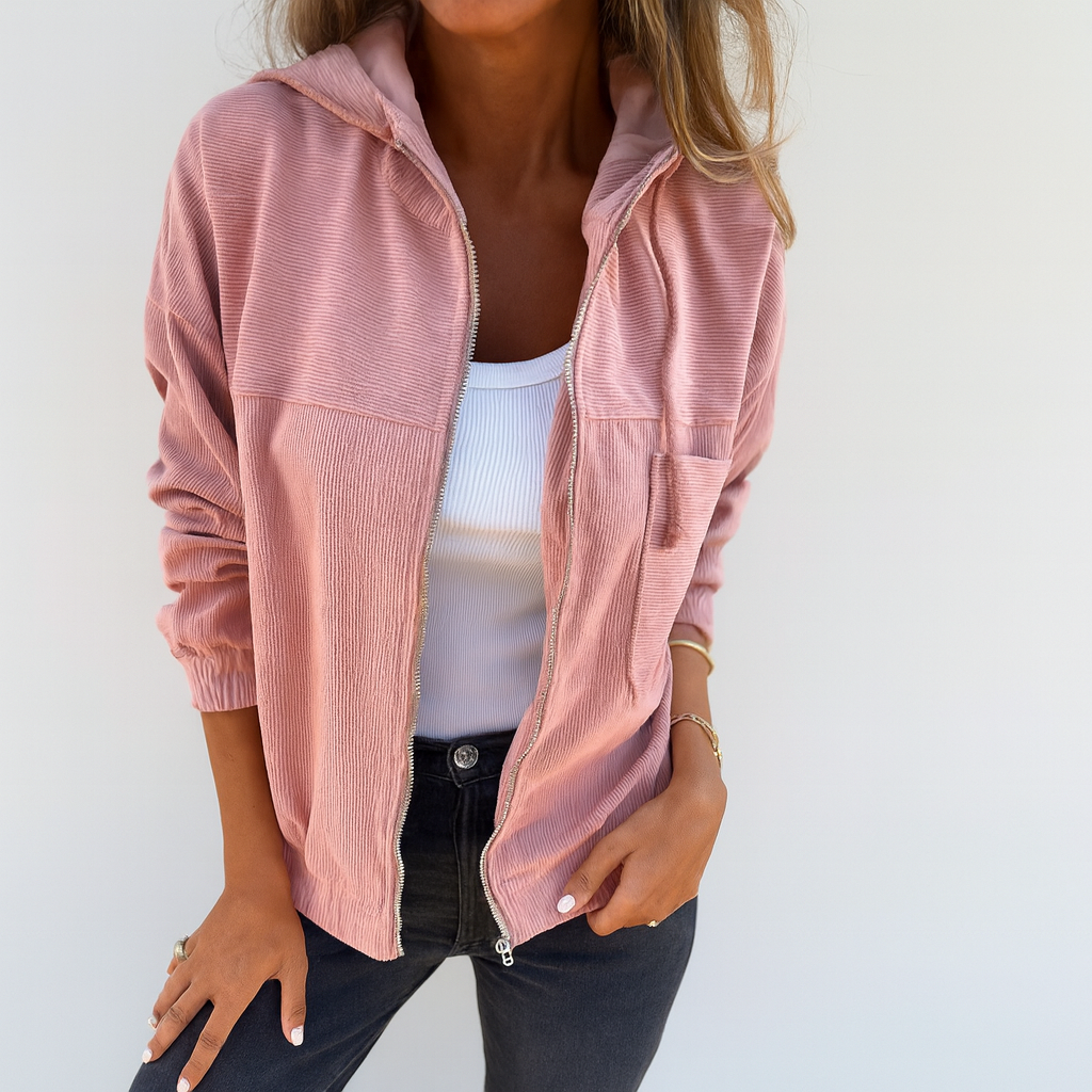 Corduroy zip-up hoodie