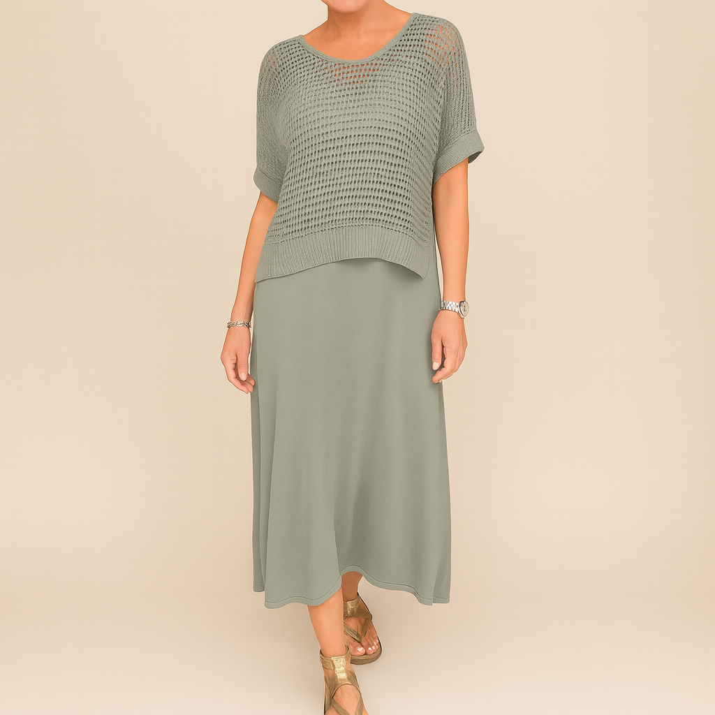 Laurie™ | Midi dress and mesh top set